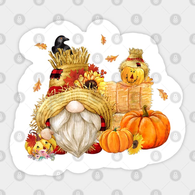 Fall Gnome Scarecrow Gnome Fall Halloween Thanksgiving Sticker by luxembourgertreatable